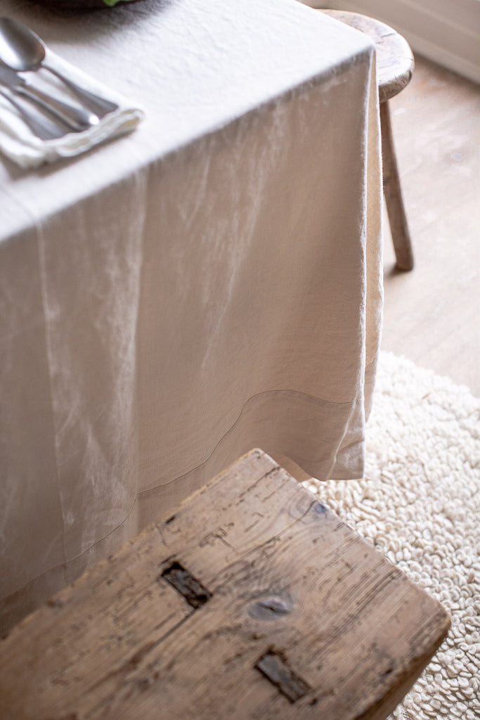 handmade cream linen tablecloth 