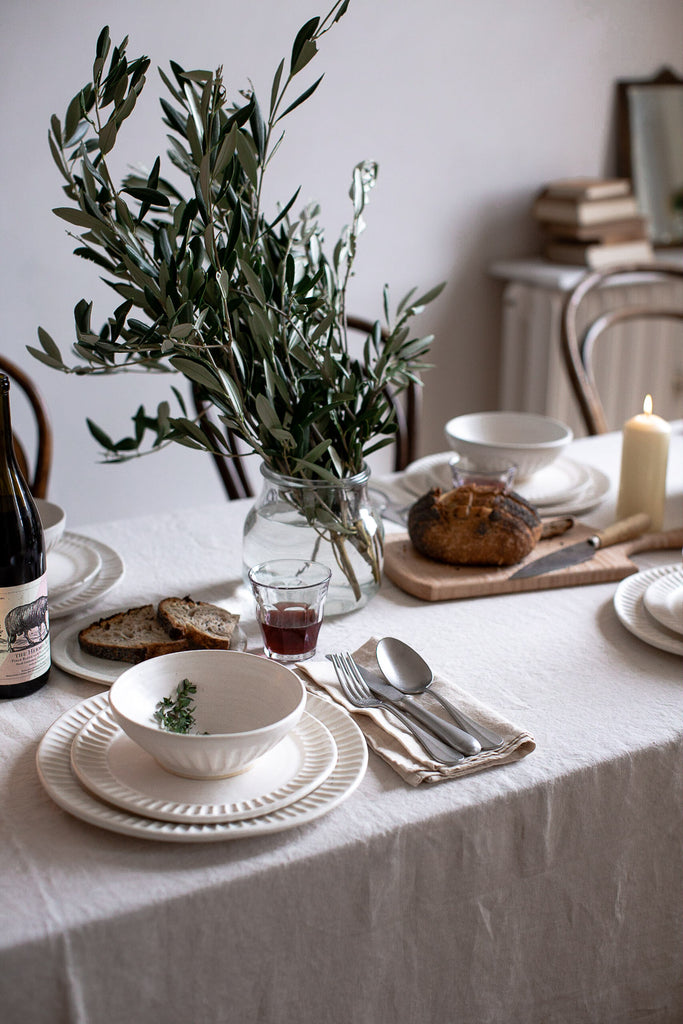 simple natural dinner party table 