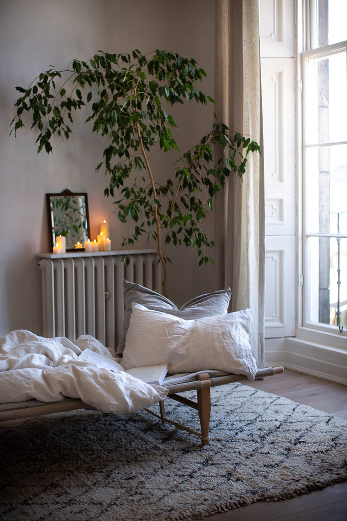 daybed by a big window 