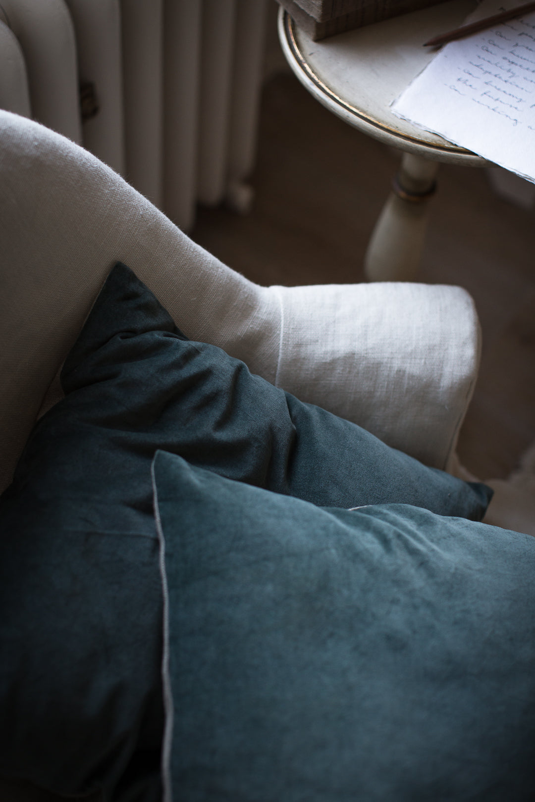 luxury blue velvet cushions