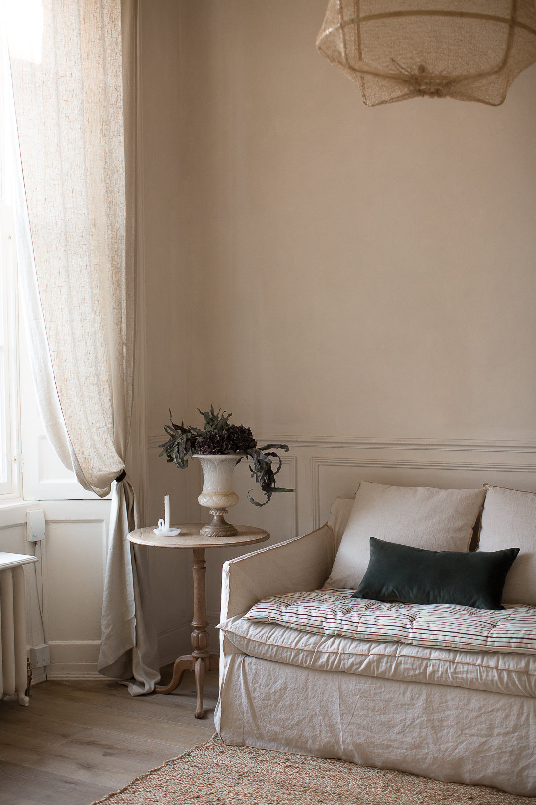 comfy sofa and blue velvet cushions 