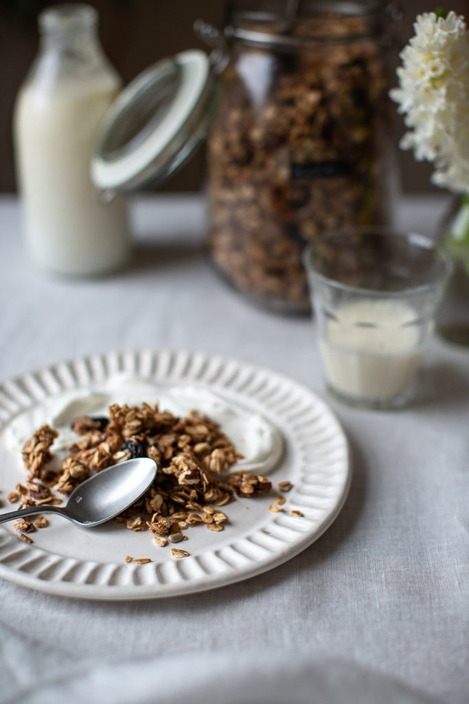 handmade ceramics fluted plate in off-white