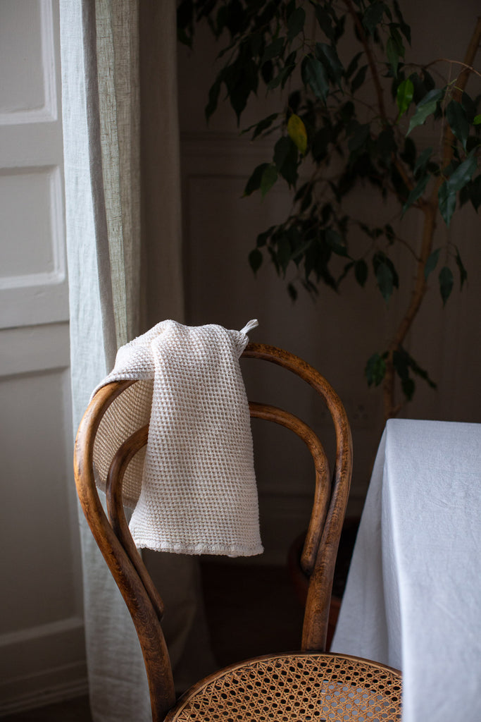 handmade organic cotton waffle kitchen  towel