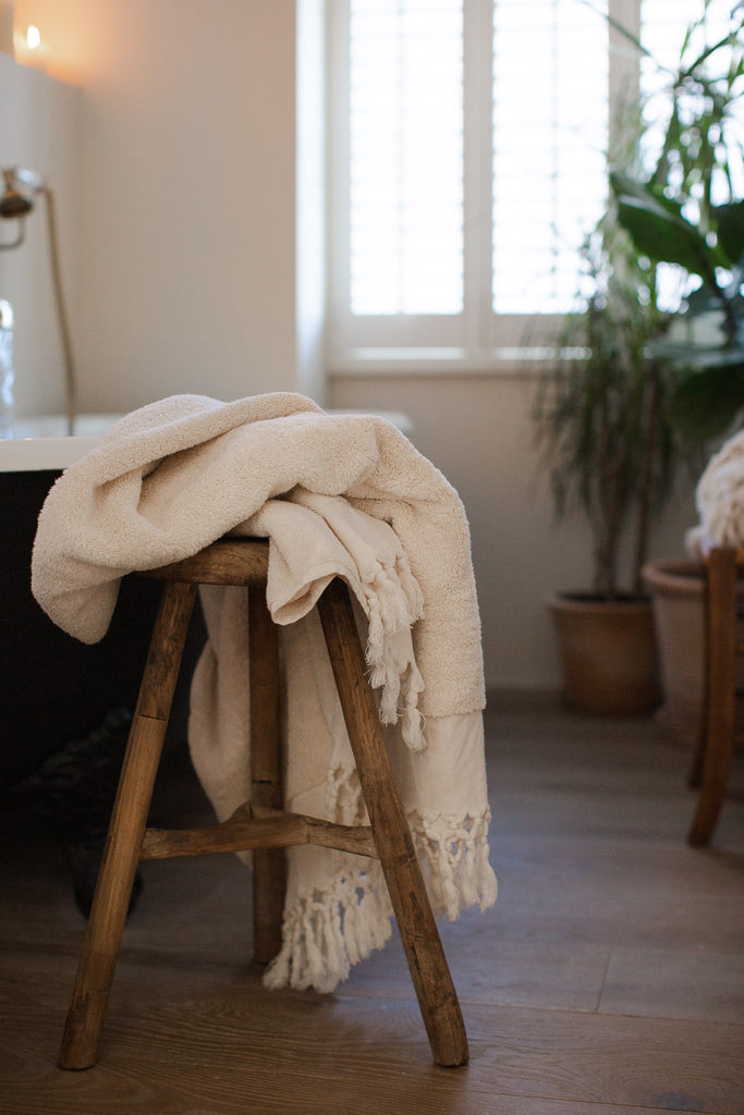 handmade organic cotton towels with tassels 