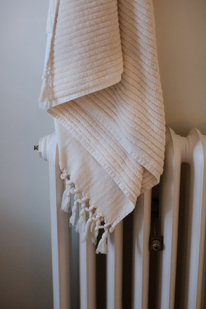 luxury handwoven stripped organic cotton towels with tassels 