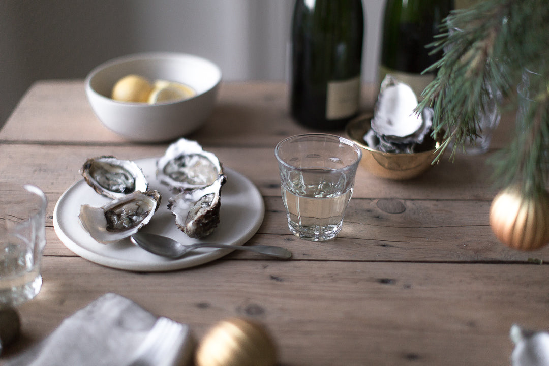 festive oysters and champagne