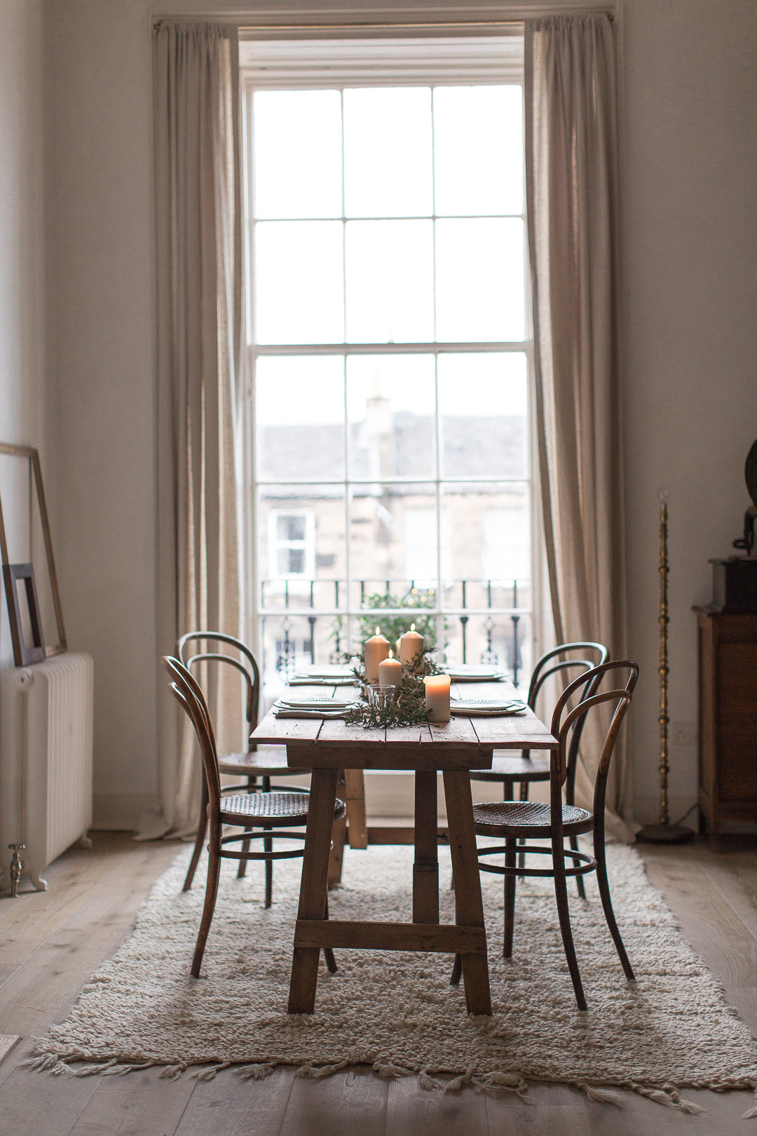 huge window tall ceilings dining room 