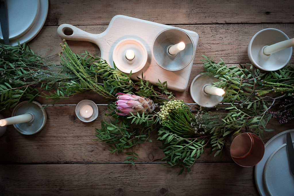 INGREDIENTS LDN wood and leaves table decor 