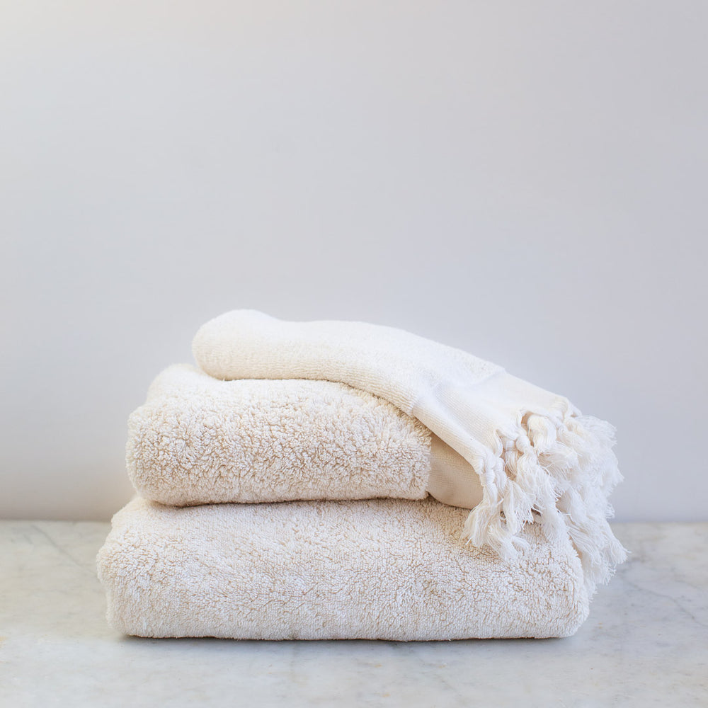 Unhemmed Recycled Cotton Terry Cloth Towels - White, 25 Pounds - SupplyDen