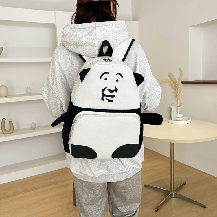 Spoof Panda Expression Canvas Cute Creative Backpacks