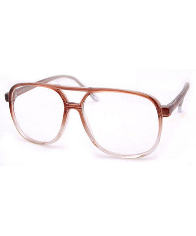 brown clear glasses