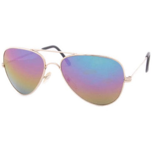 Shop COP ROCK gold mirrored aviator sunglasses for women