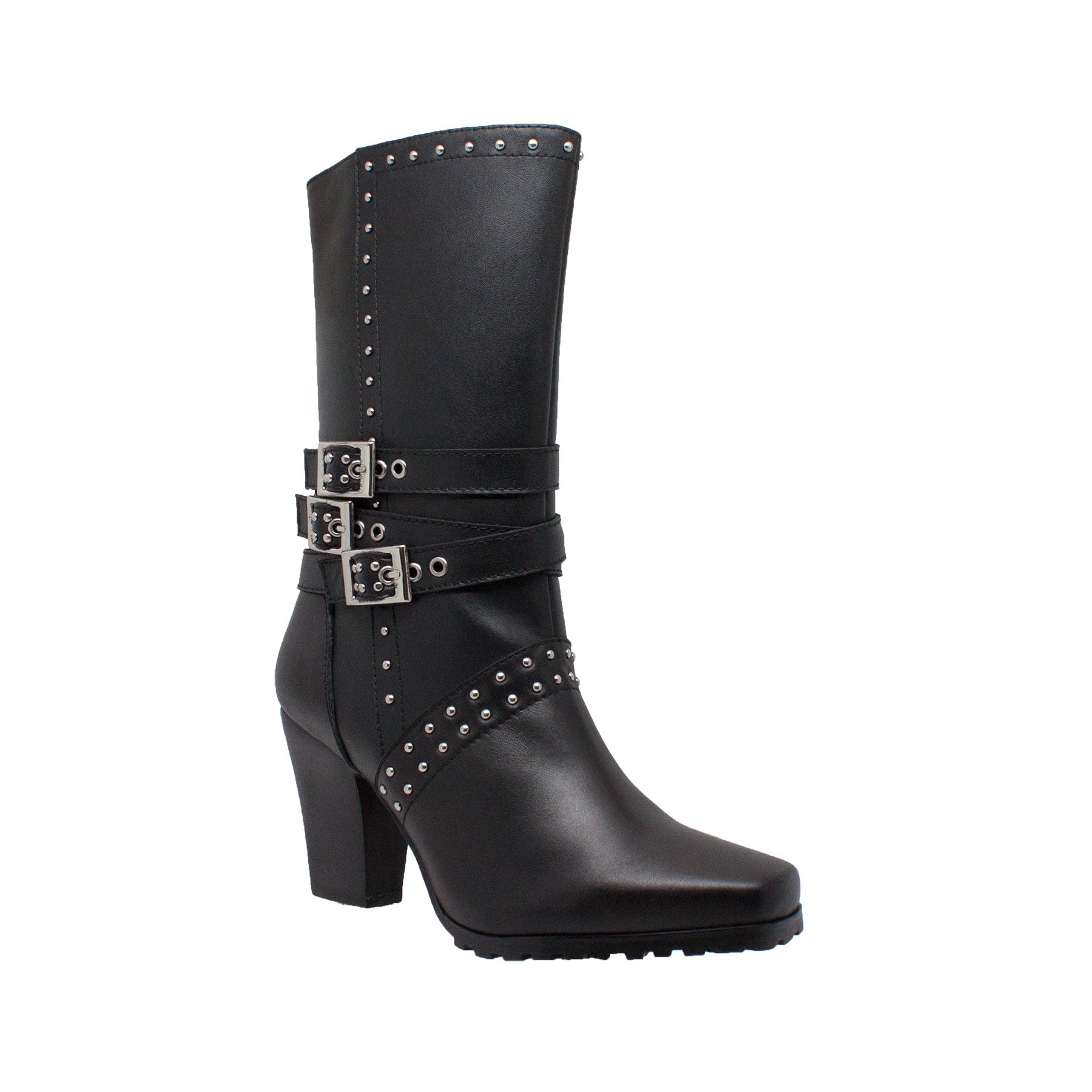 heel biker boots