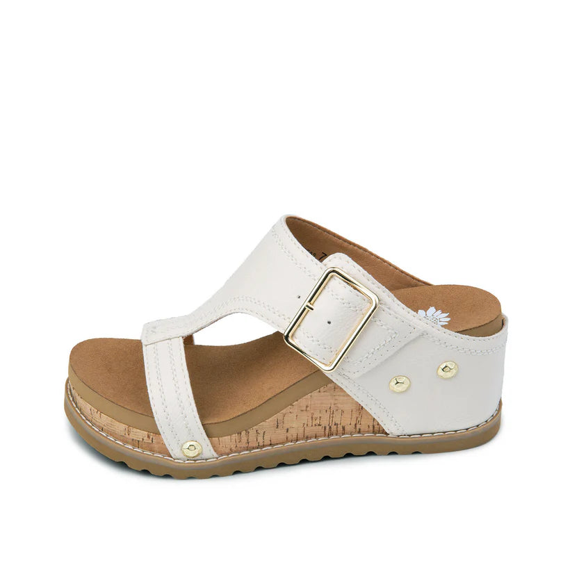 Ivory Open Toe Heeled Sandals with Buckle