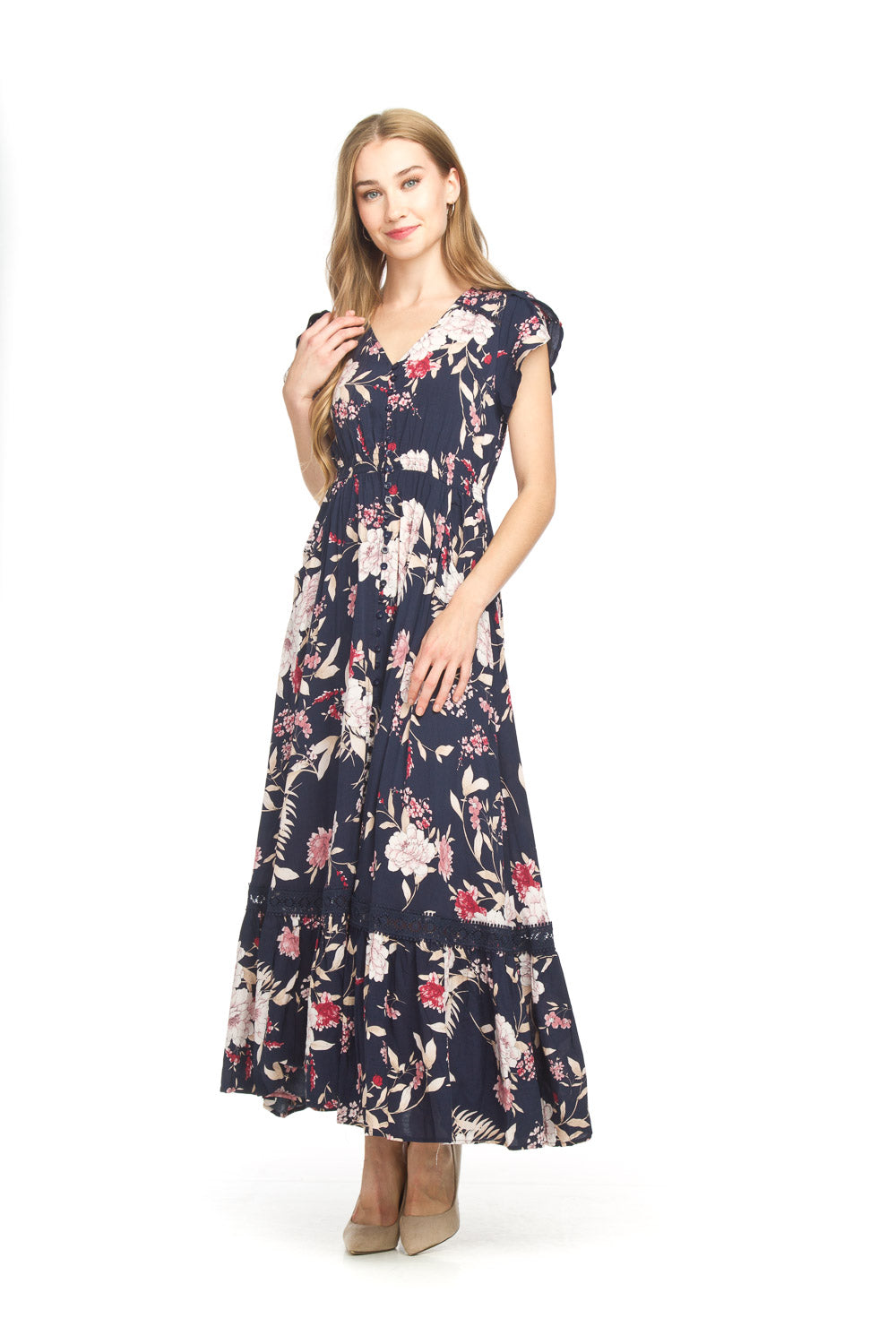Floral Button Front Maxi Dress