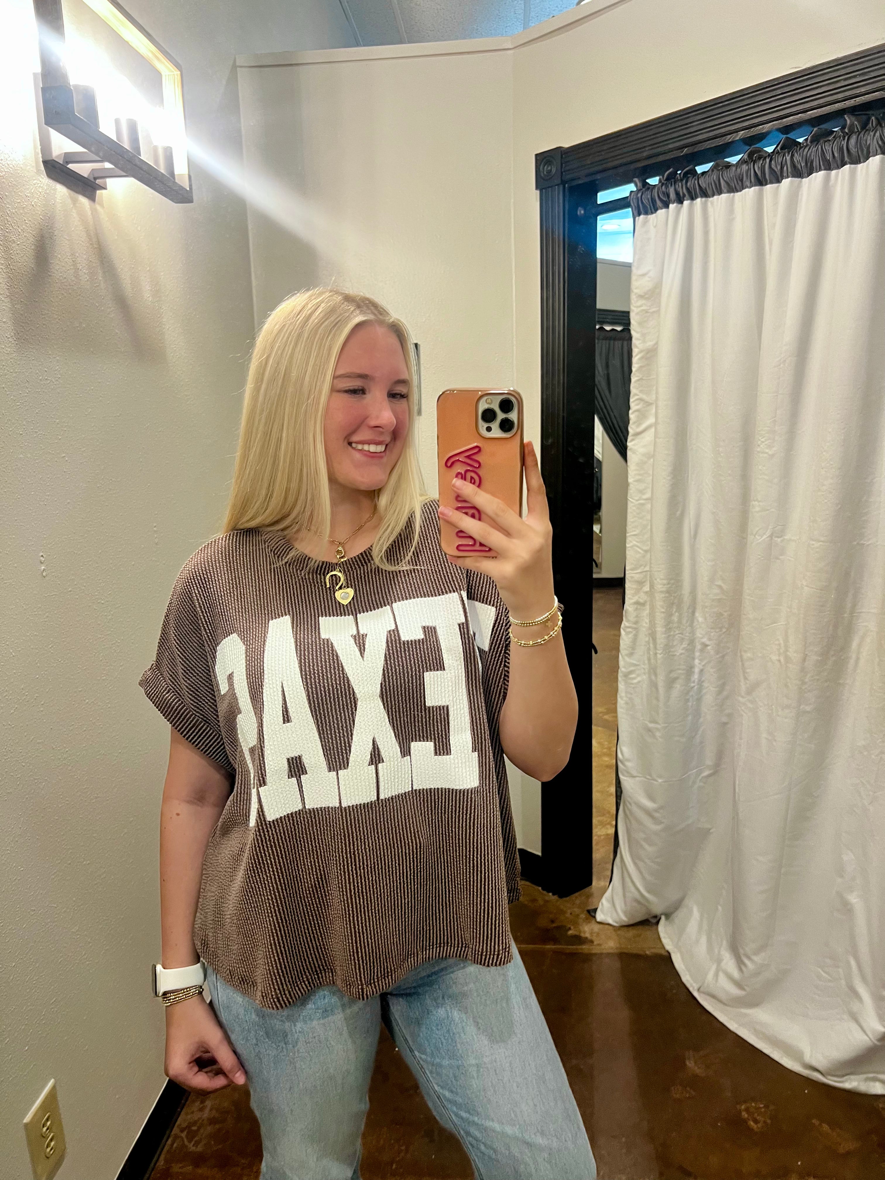 'Texas' Graphic Textured Top