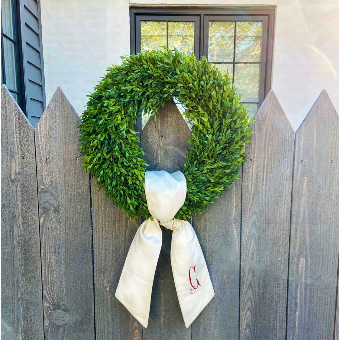 Embroidered Christmas Wreath Sash —