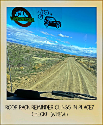 Roof Rack Reminder Window Cling Reminder in Use on our VW