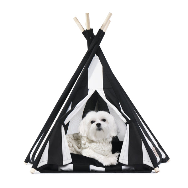 Designer Pet Teepee Tent with Matching Cushion Bed - Classy Tip White ...