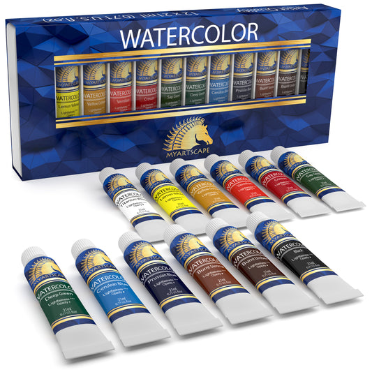 Castle Art Supplies 24 x 12ml Watercolor Paint Tube Set | Value for Adult  Artists | Quality, Intense Colors | Just Squeeze The Tube, Mix with Water