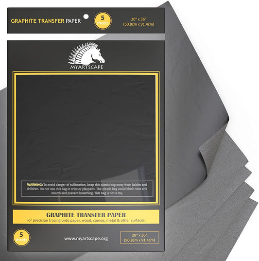 Arteza Graphite Transfer Paper, 9 x 13 Inches, 60 Sheets, Gray Carbon Paper  for Tracing and Transferring Drawings onto Wood, Paper, Canvas, Arts 