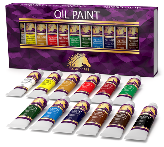  ARTEZA Oil Paint Set, 24 Colors in 12ml/0.4 US fl oz Tubes,  Richly Pigmented Oil Painting Supplies for Canvas, Art Supplies for  Beginners & Professional Artists, Oil Painting Kit