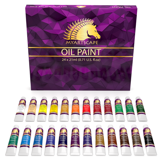 MozArt Supplies Oil Paint Set - 24 Paint Colors 12ml Tubes