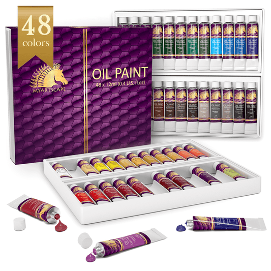 MozArt Supplies Oil Paint Set - 24 Paint Colors 12ml Tubes