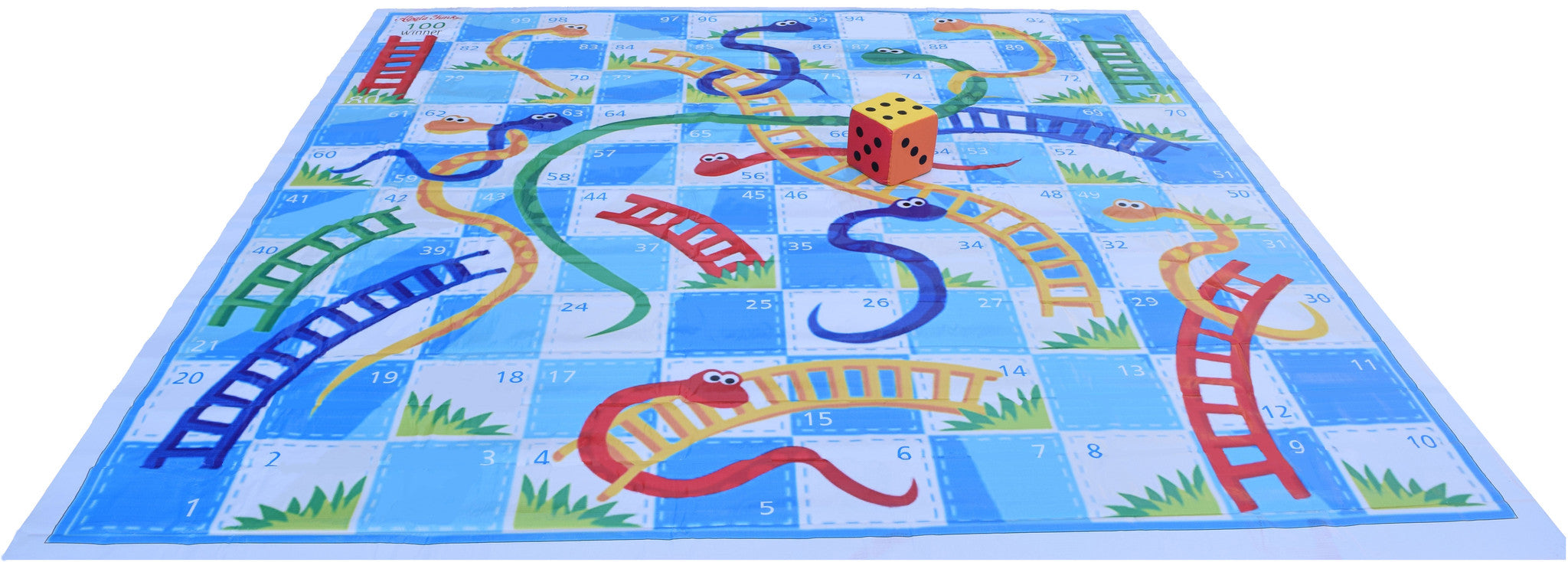 10x10 Ft Snakes Ladders Blue White Theme Floor Mat With 8 Inch