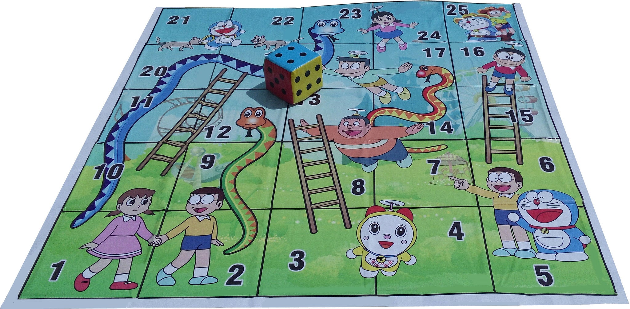 5x5 Ft Snakes Ladders Doraemon Theme Floor Mat With 8 Inch