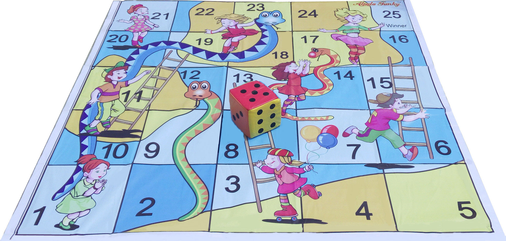 5x5 Ft Snakes Ladders Kids Theme Floor Mat With 6 Inch Dice