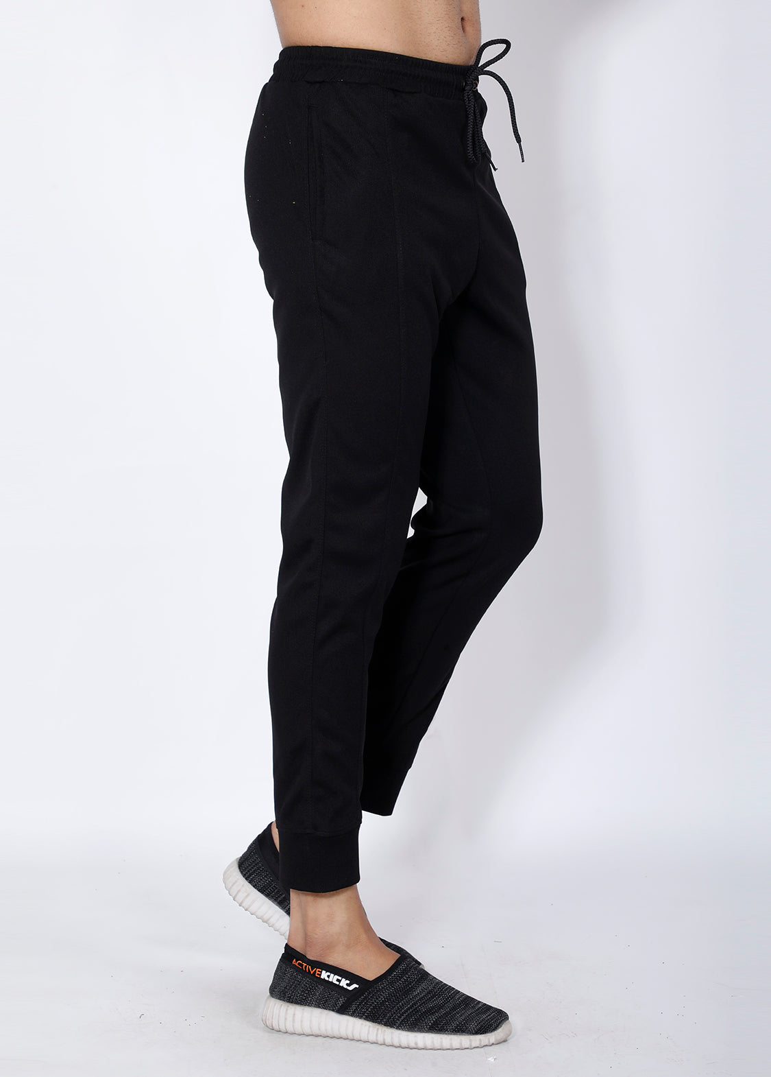 Solid Black Slim Fit Trackpants - Yogue Activewear