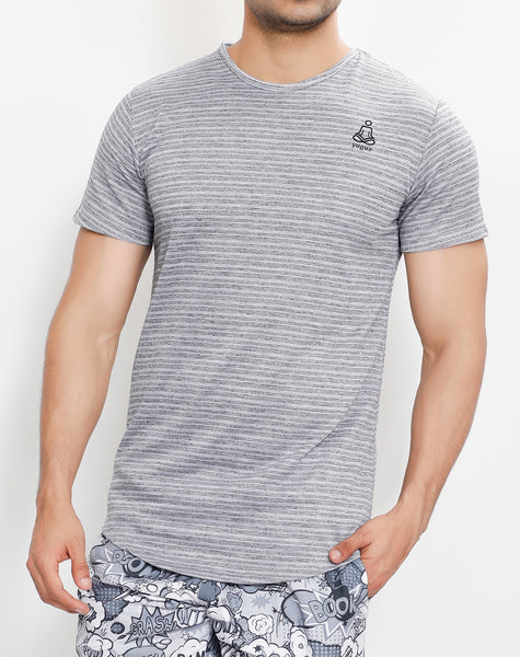 Sky Grey Stripes Roundneck T-Shirt