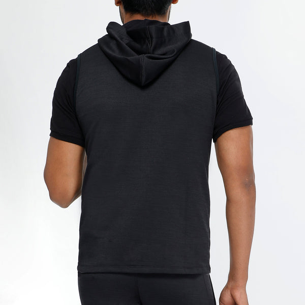 Black Sleeveless Hoodie - Yogue Activewear