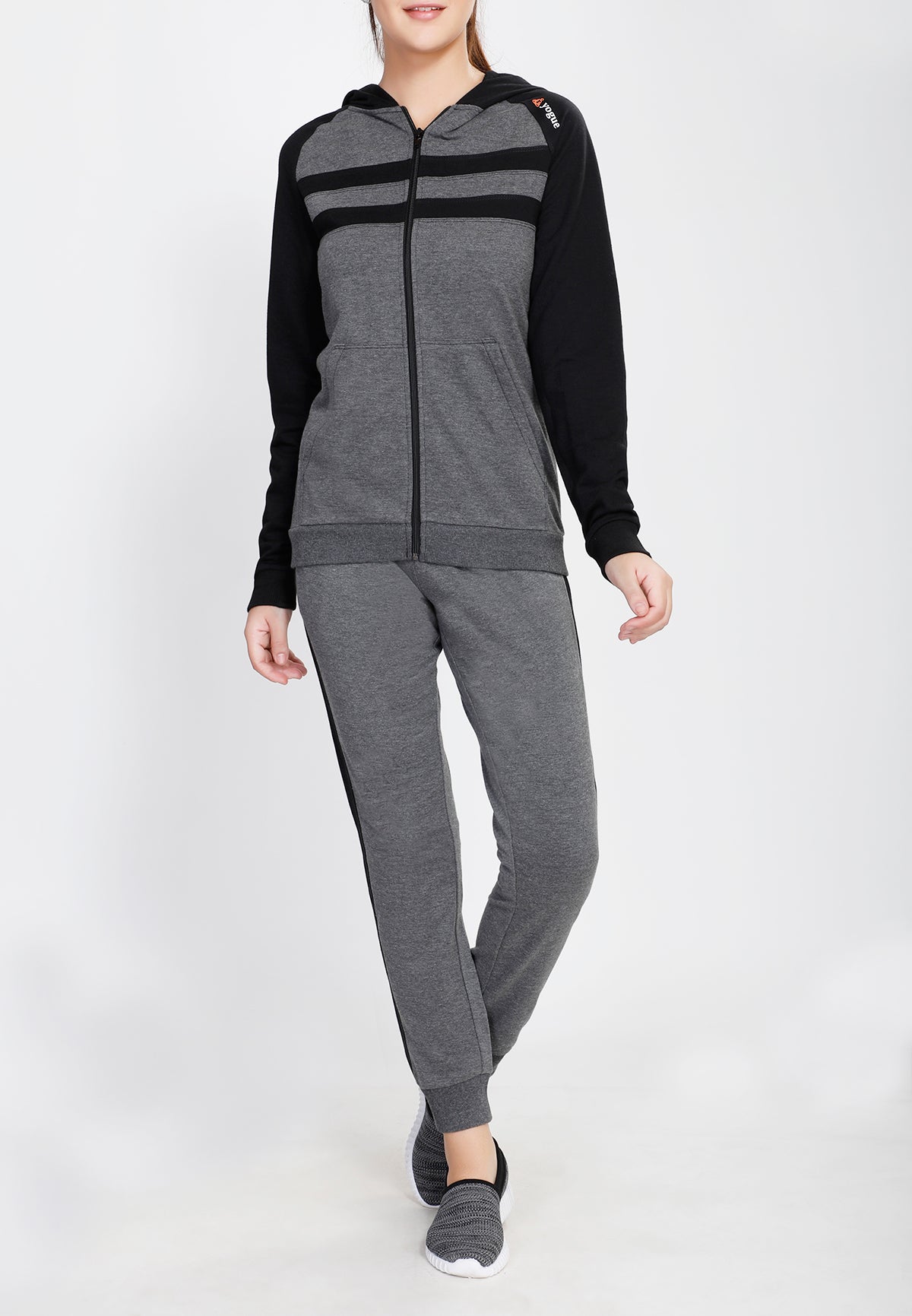 Dark Grey and Black Tracksuit - Yogue Activewear