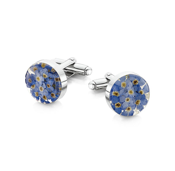 Silver Cufflinks with real forget-me-nots – Flower Jewellery by ...