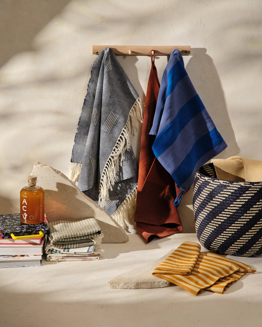 Tea Towels, Aqua, Rust, and Gold, Southwestern Colors, Dish Towels