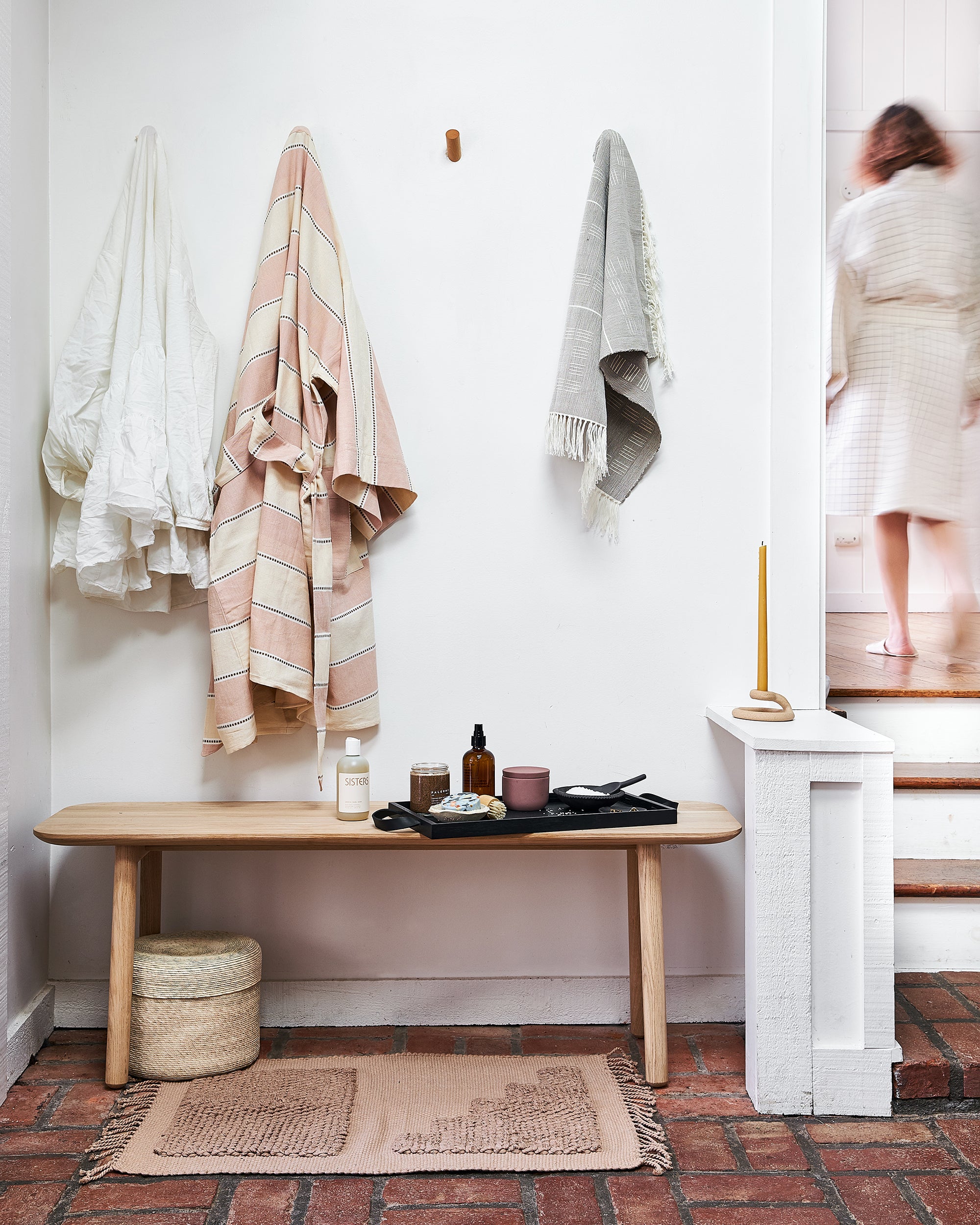 Shapes Tea Towel in Grey - Handwoven Kitchen Towels