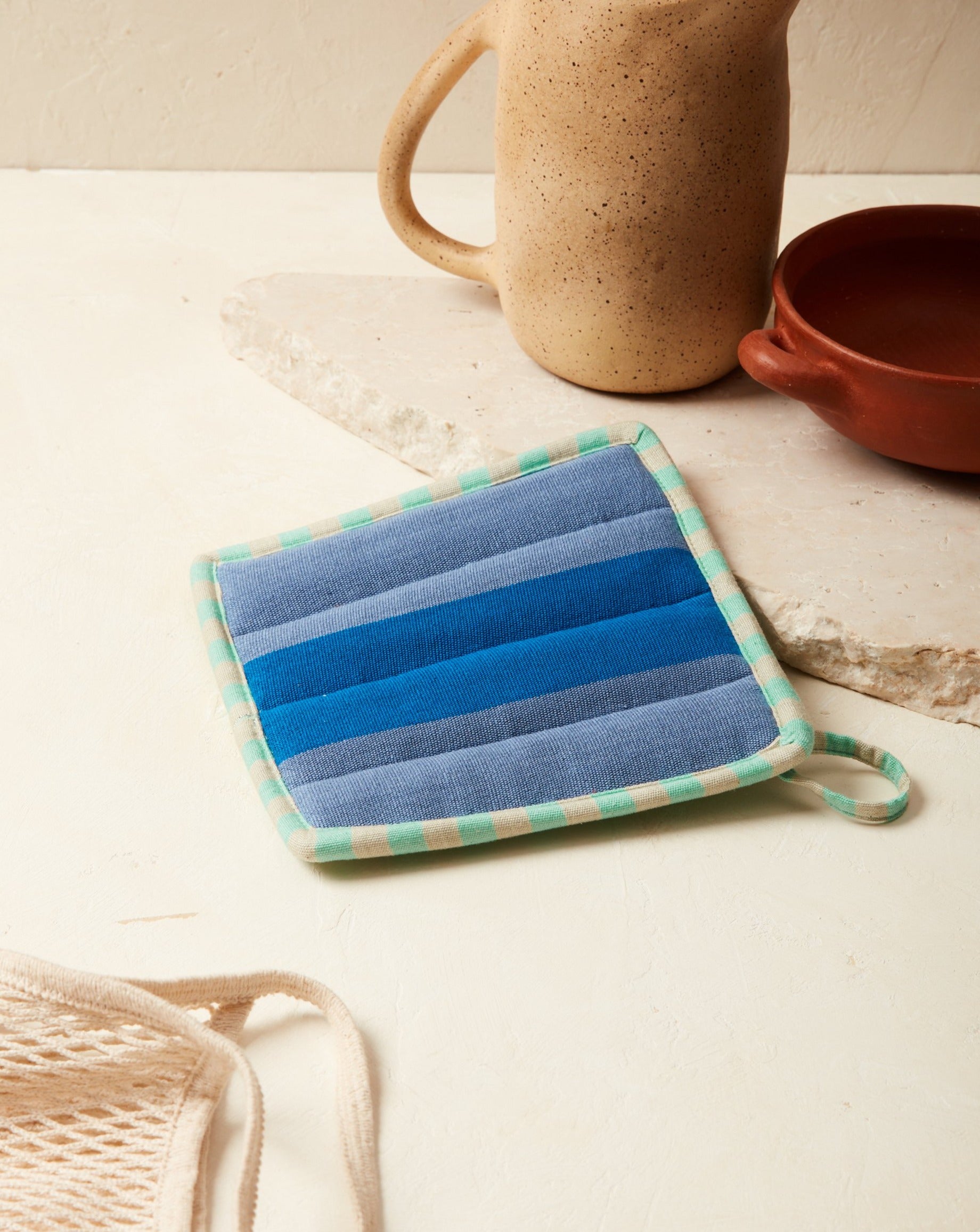 Grid Oven Mitt in Peach - Ethical Kitchen Textiles