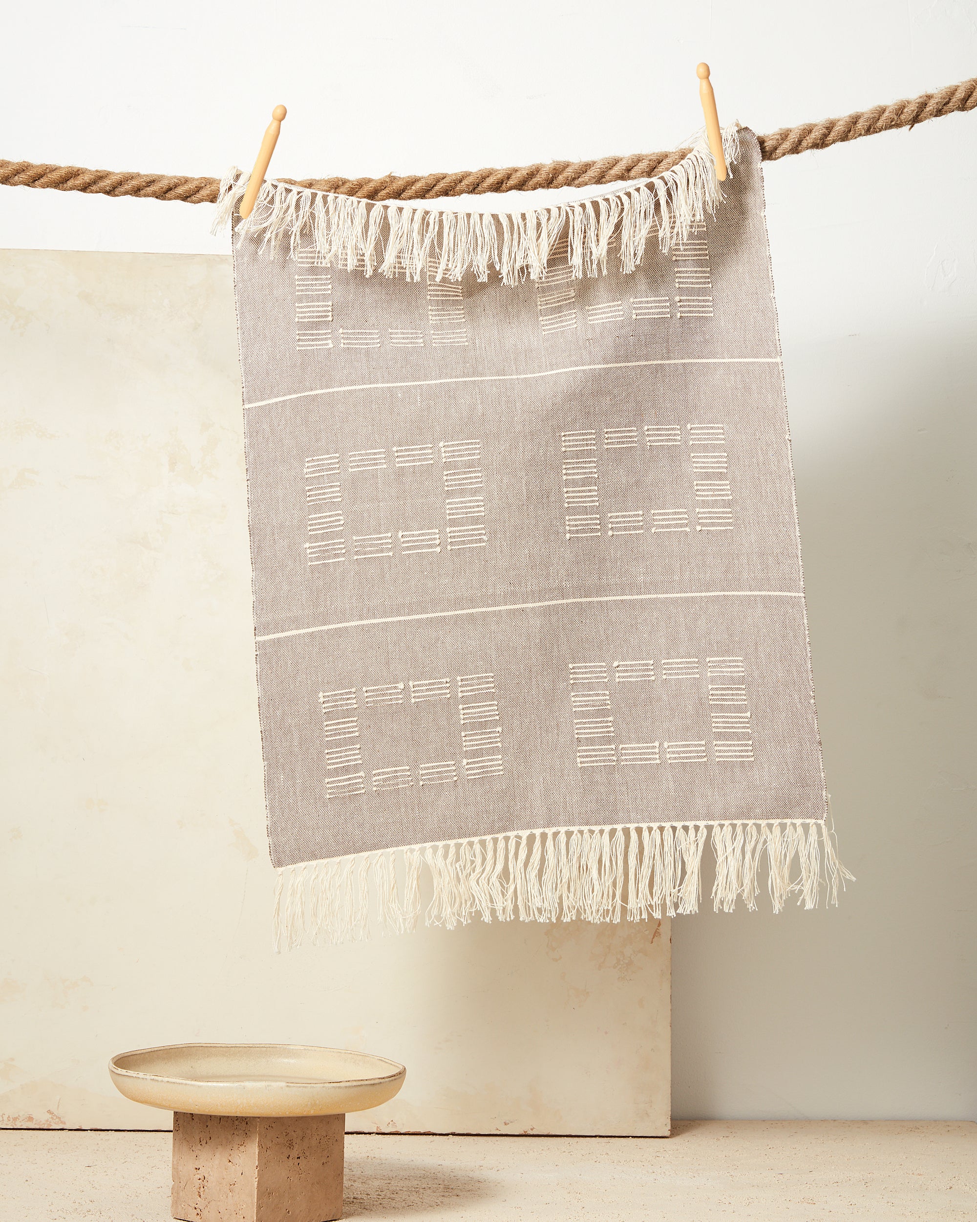 Shapes Tea Towel in Blue - Handwoven Kitchen Towels