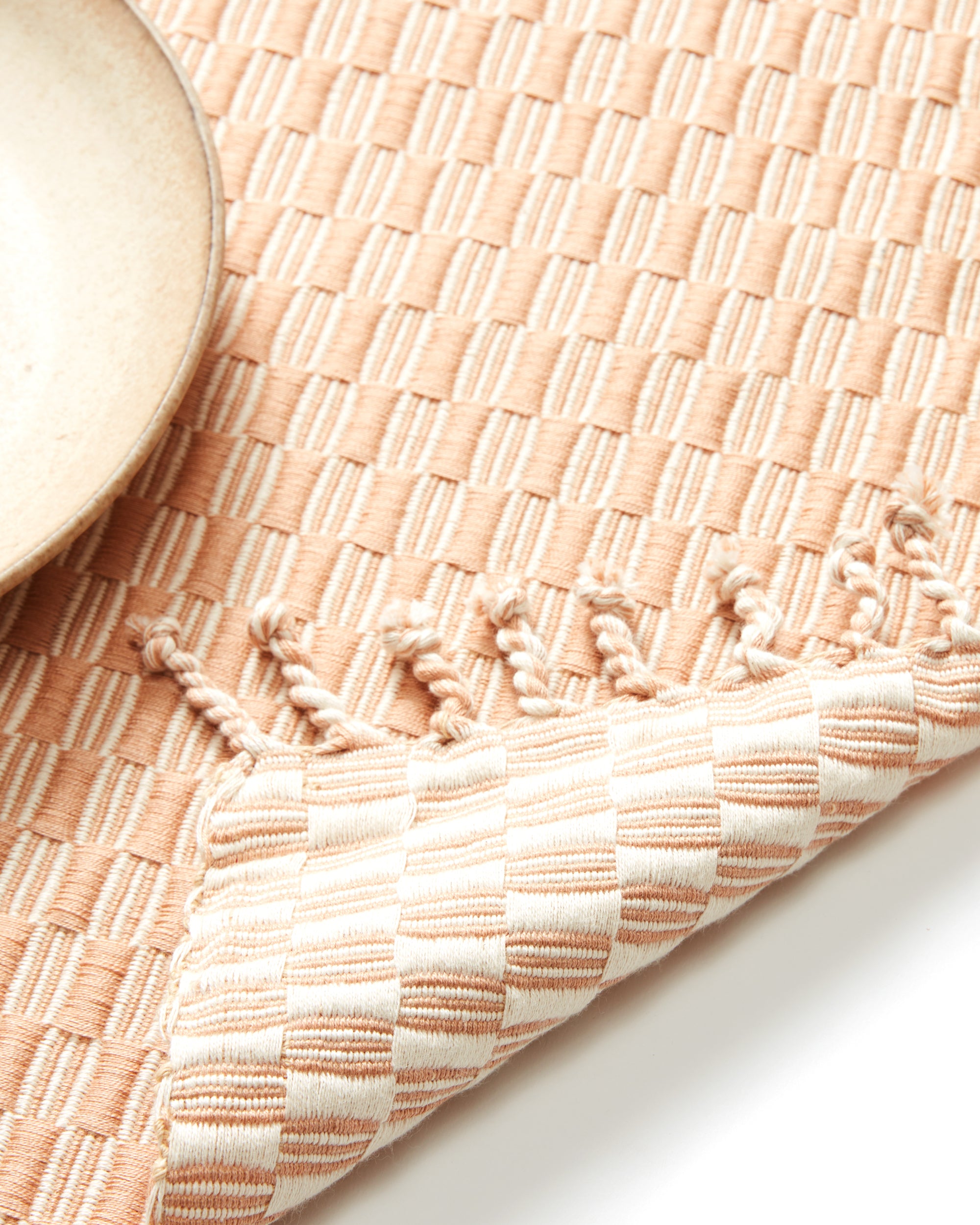 Grid Oven Mitt in Peach - Ethical Kitchen Textiles