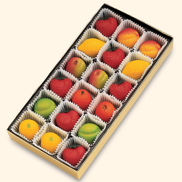 Marzipan Fruits - 18 Candies in a Gift Box / No Gift Wrapping