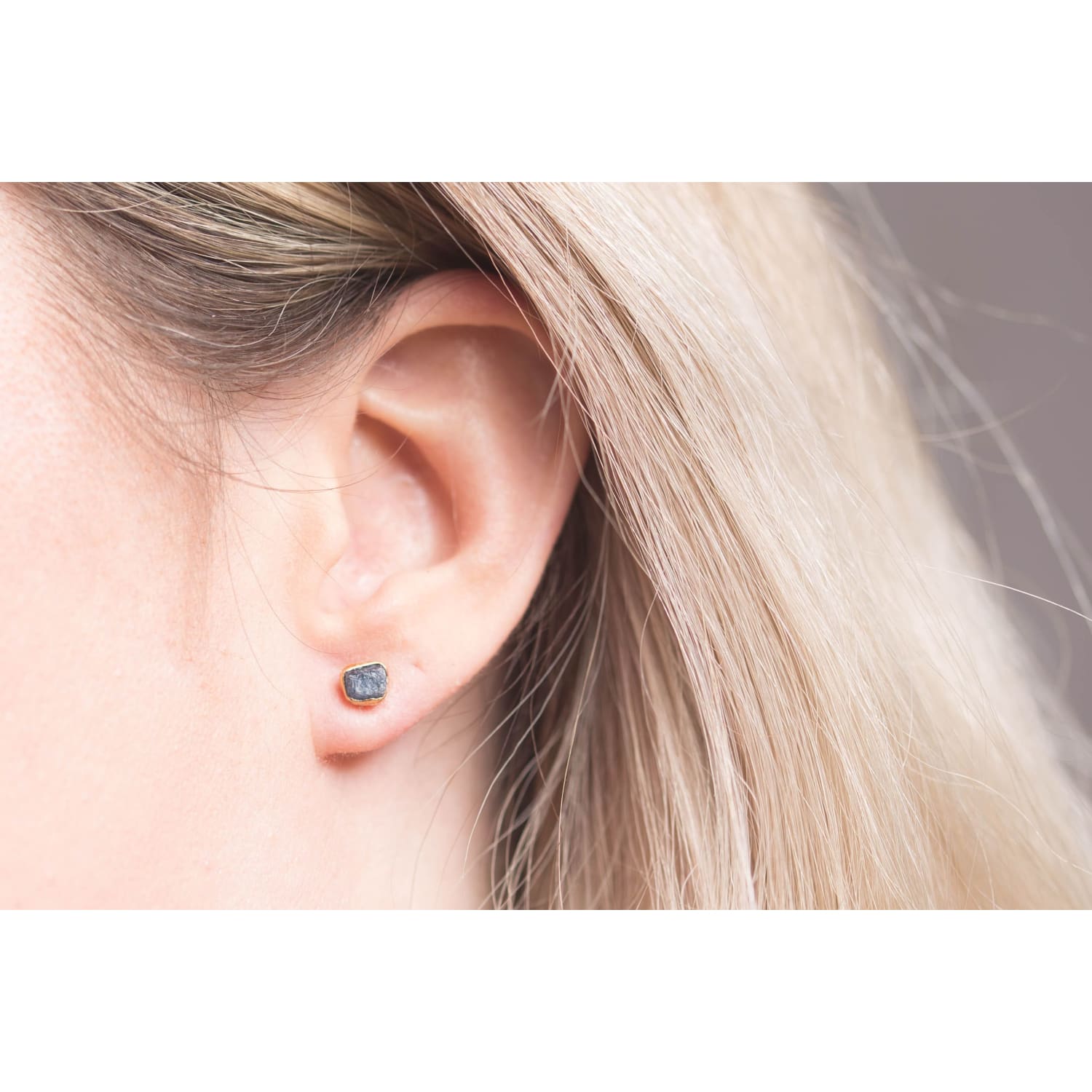 Dainty Raw Sapphire Earrings in Silver Gemstone Jewelry