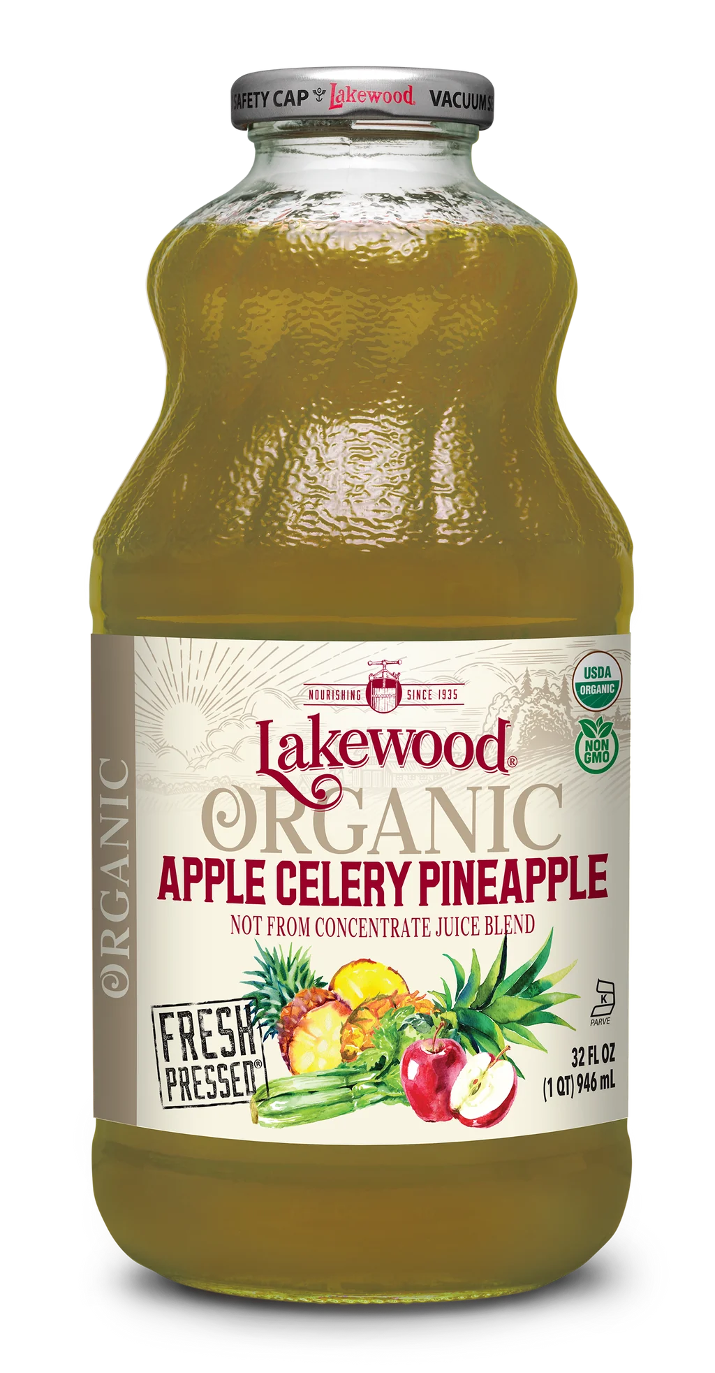 Lakewood Apple Celery Pineapple Juice Organic 32oz