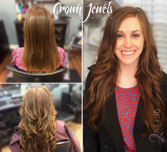 Girl wearing Chocolate Brown hair extensions by Queen C Hair