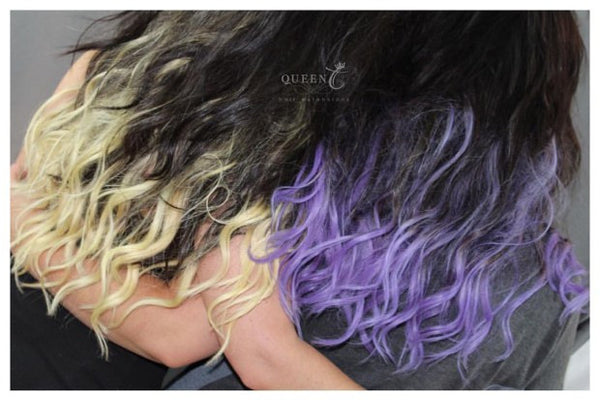 Purple and blonde Balayage Hair Extensions from Queen C Hair