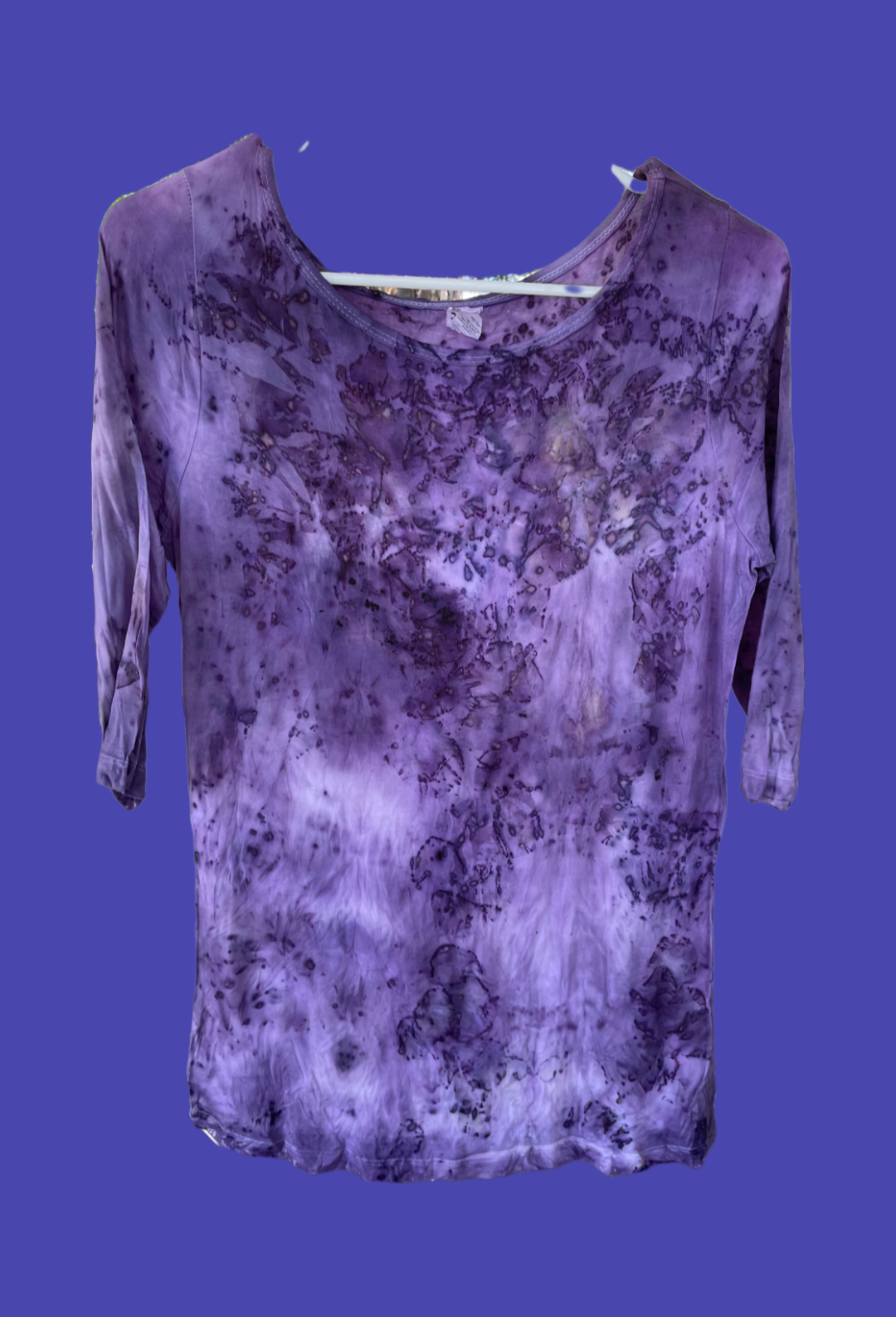 Purple Rain: Rose Petals + Logwood: flower dye, 3/4 sleeve long sleeve