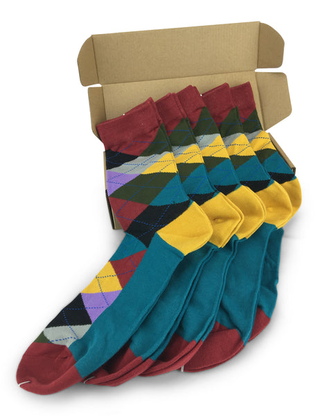 5 Pair Men Matching Fashion Dress Socks Gift Box-Groomsmen Weddings Pa