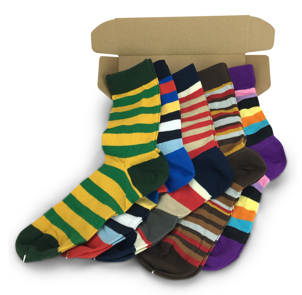 Men Novelty Fashion Dress Socks-5 Pair Fancy Power Sock-Fun Colorful T