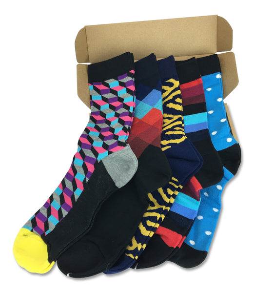 5 Pairs Men's Power Socks - Double Flash | Modern Motif Sock Company